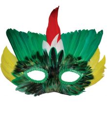 Αποκριάτικο Αξεσουάρ Πράσινη Μάσκα Ματιών, με Πολύχρωμα Φτερά