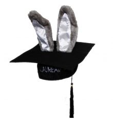 Αποκριάτικο Αξεσουάρ Καπέλο Αποφοίτησης με Γκρι Αυτιά Λαγού