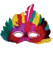 Αποκριάτικο Αξεσουάρ Μάσκα Ματιών, με Πολύχρωμα Φτερά σε Διάφορα Χρώματα