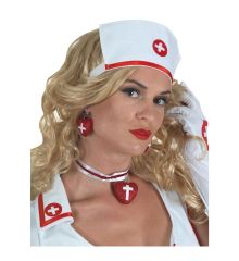 Αποκριάτικο Αξεσουάρ Σετ Σκουλαρίκια Νοσοκόμας, Κόκκινες Καρδιές