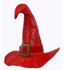 Αποκριάτικο Αξεσουάρ Κόκκινο Δερμάτινο Καπέλο Μάγισσας