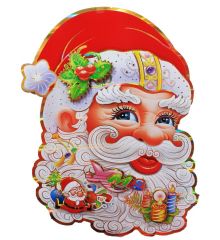 Χριστουγεννιάτικο Χάρτινο Διακοσμητικό Τοίχου Διπλής Όψης με Άγιο Βασίλη και Επιγραφή "XMAS", 35cm