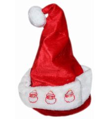 Χριστουγεννιάτικος Διακοσμητικός Σκούφος Άγιος Βασίλη με Ελατήριο Εσωτερικά και Οπτικές Ίνες, 30cm