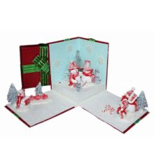 Χριστουγεννιάτικο Διακοσμητικό Πλαστικό Χώρου Δωράκι με 6 Χιονάνθρωπους, Ελατάκια, Ήχο και Φωτισμό, 28cm - 1 Τεμάχιο