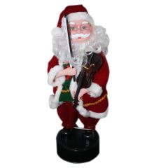Χριστουγεννιάτικος Διακοσμητικός Άγιος Βασίλης, με Βιολί και Κίνηση Κόκκινος (40cm) - 1 Τεμάχιο