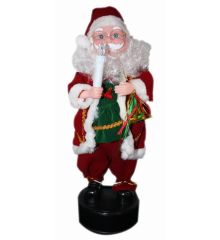 Χριστουγεννιάτικος Διακοσμητικός Πλαστικός Άγιος Βασίλης, με Καμπανούλα, Κερί, Ήχο και Κίνηση Κόκκινος (40cm)