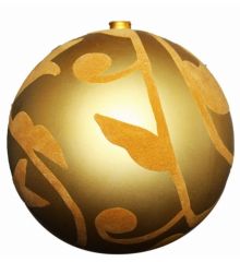 Χριστουγεννιάτικη Χρυσή Μπάλα Οροφής, με Βελούδινα Σχέδια (20cm)