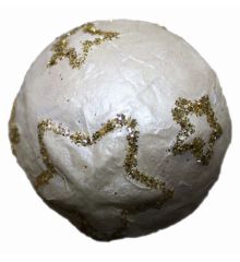 Χριστουγεννιάτικη Πλαστική Λευκή Μπάλα με Χρυσό Αστέρι (6cm)