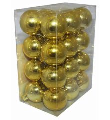 Χριστουγεννιάτικες Πλαστικές Χρυσές Μπάλες, 4cm (Σετ 24 τεμ)