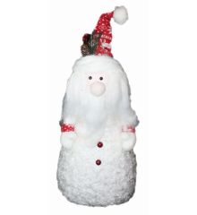 Χριστουγεννιάτικος Λούτρινος Άγιος Βασίλης με Κόκκινο Σκουφάκι, Κουκουναράκι και Γκι, Λευκός 47cm - 1 Τεμάχιο