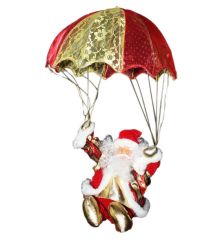 Χριστουγεννιάτικος Κρεμαστός Διακοσμητικός Πλαστικός Άγιος Βασίλης  με Αλεξίπτωτο, Ήχο και Κίνηση, Κόκκινος 60cm