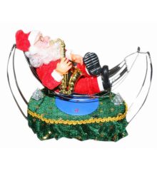 Χριστουγεννιάτικος Άγιος Βασίλης Πλαστικός σε Αιώρα που Παίζει Σαξόφωνο με Ήχο (25cm) - 1 Τεμάχιο