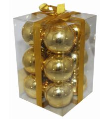 Χριστουγεννιάτικες Πλαστικές Χρυσές Μπάλες, 4cm (Σετ 12 τεμ)