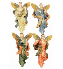 Χριστουγεννιάτικα Κεραμικά Στολίδια Άγγελοι Πολύχρψμοι - Σετ 4 τεμ. (12cm)