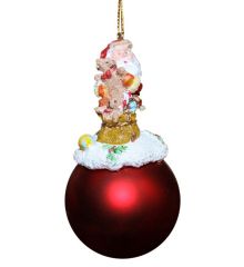 Χριστουγεννιάτικο Κρεμαστό Στολίδι Μπάλα με Άγιο Βασίλη (11cm)