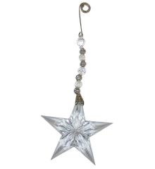 Χριστουγεννιάτικο Ακρυλικό Στολίδι Αστέρι Διάφανο με Χάντρες (16cm)