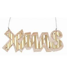 Χριστουγεννιάτικο Κρεμαστό Ξύλινο Στολίδι, με Επιγραφή "XMAS" Χρυσή (16cm)