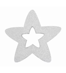 Χριστουγεννιάτικο Κρεμαστό Διακοσμητικό Ασημί Αστέρι Οροφής, με Σχέδιο Αστέρι (25cm)