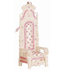 Χριστουγεννιάτικο Κεραμικό Στολίδι, Πολυθρόνα Λευκή με Ροζ Στρας (12cm)