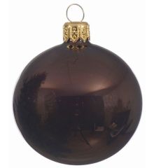 Χριστουγεννιάτικη Μπάλα Γυάλινη Καφέ, Γυαλιστερή (8cm)
