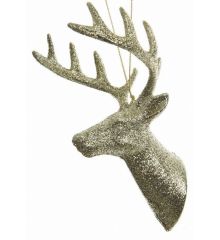 Χριστουγεννιάτικο Πλαστικό Κρεμαστό Χρυσό Κεφάλι Ταράνδου (13cm)