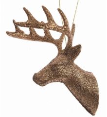 Χριστουγεννιάτικο Πλαστικό Κρεμαστό Μπρονζέ Κεφάλι Ταράνδου (13cm)