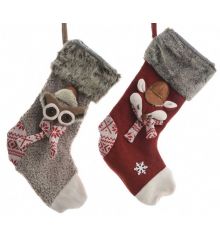 Χριστουγεννιάτικες Διακοσμητικές Υφασμάτινες Κάλτσες - 2 Σχέδια (50cm)