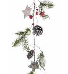 Χριστουγεννιάτικη Διακοσμητική Γιρλάντα με Κουκουνάρια και Αστεράκια (105cm)