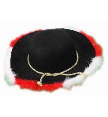 Αποκριάτικο Αξεσουάρ Μαύρο Καπέλο με Κόκκινα και Λευκά Πούπουλα