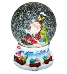 Χριστουγεννιάτικη Χιονόμπαλα με Άγιο Βασίλη και Τραινάκι Εξωτερικά, 12cm