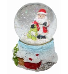 Χριστουγεννιάτικη Διακοσμητική Χιονόμπαλα με Άγιο Βασίλη και Ελατάκι (8cm)