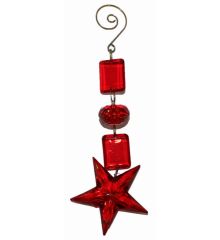 Χριστουγεννιάτικο Ακρυλικό Κόκκινο Στολίδι με Πετράδια και Αστέρι (14cm)