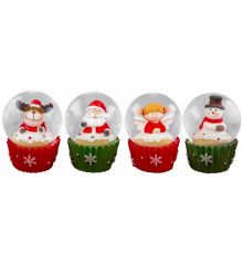 Χριστουγεννιάτικη Χιονόμπαλα Γλυκάκι, με Φιγούρες στο Εσωτερικό - 4 Σχέδια (5cm)