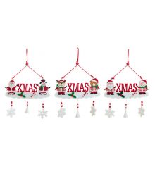 Χριστουγεννιάτικο Κρεμαστό Στολίδι Τσόχινο, με "XMAS" και Φιγούρες Πολύχρωμο - 3 Σχέδια
