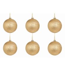 Χριστουγεννιάτικες Μπάλες Χρυσές με Στρας - Σετ 6 τεμ. (8cm)