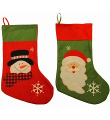 Χριστουγεννιάτικη Διακοσμητική Κάλτσα, με Φιγούρες - 2 Σχέδια (46cm)