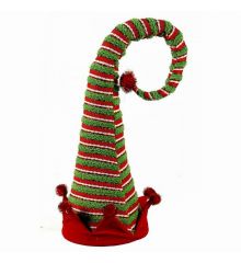 Χριστουγεννιάτικος Σκούφος Ξωτικού, Κόκκινος και Πράσινος Ριγέ (45cm)