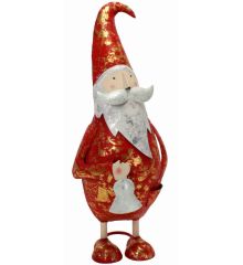 Χριστουγεννιάτικος Διακοσμητικός Μεταλλικός Άγιος Βασίλης, με Καμπάνα Κόκκινος (45cm)