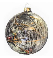 Χριστουγεννιάτικη Γυάλινη Μπάλα Διάφανη, με Εσωτερική Διακόσμηση (10cm)
