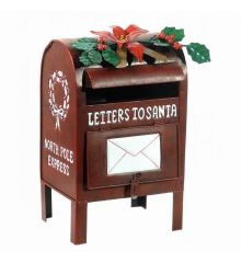 Χριστουγεννιάτικο Μεταλλικό Διακοσμητικό Ταχυδρομικό Κουτί Καφέ (36cm)