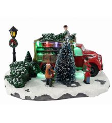 Χριστουγεννιάτικο Διακοσμητικό, "Christmas Tree Shop" με 8 LED (22cm)