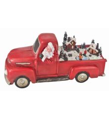 Χριστουγεννιάτικο Διακοσμητικό Αυτοκινητάκι, Κόκκινο με Άγιο Βασίλη, Κίνηση και LED (28cm)