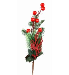 Χριστουγεννιάτικο Διακοσμητικό Κλαδί με Γκι και Πευκοβελόνες (52cm)