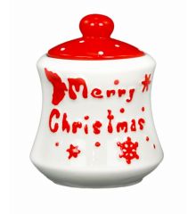 Χριστουγεννιάτικη Κεραμική Πολύχρωμη Μπισκοτιέρα "Merry Christmas" (12cm)