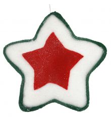 Χριστουγεννιάτικο Αστέρι Οροφής Λευκό, με Πράσινα και Κόκκινα Σχέδια (18.5cm)