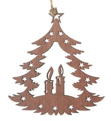 Χριστουγεννιάτικο Ξύλινο Δεντράκι με Κεράκια Εσωτερικά (18cm) - 1 Τεμάχιο