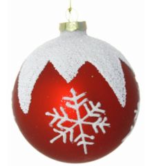 Χριστουγεννιάτικη Γυάλινη Κόκκινη Μπάλα, με Χιονονιφάδες (8cm)
