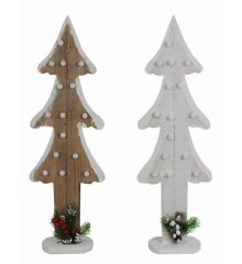 Χριστουγεννιάτικα Ξύλινα Διακοσμητικά Δεντράκια με 15 LED Καφέ (60cm)