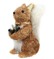 Χριστουγεννιάτικος Διακοσμητικός Σκίουρος, με Κουκουνάρι (24cm)