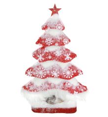 Χριστουγεννιάτικο Διακοσμητικό Φελιζόλ Επιτραπέζιο Δεντράκι, Κόκκινο Χιονισμένο (42cm)